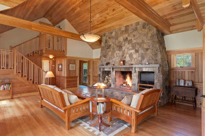 style space with a cozy fireplace at its heart Cozy Cabin Retreat ...