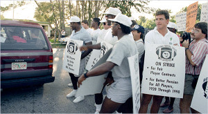 The 1987 Player Strike: Check out the sign “ On Strike for Fair ...