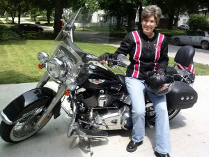She also likes to ride around on her Harley Davidson, even riding it ...