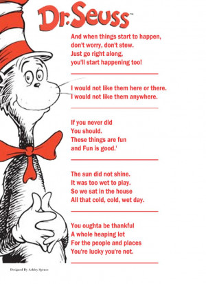 game #3 Dr. Seuss book quotes, Name the book that goes with the quote ...