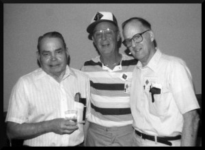 Snafu Shelton, Paul Wright, and Eugene Sledge at a Marine reunion