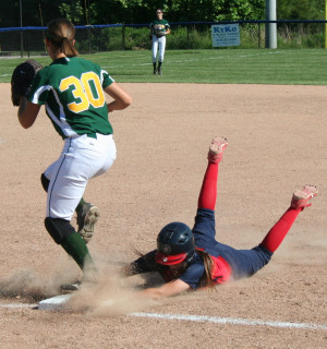 BNL's Marissa Watson dives back into first base but could not beat the ...