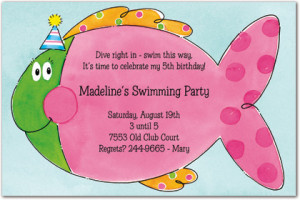Fish Birthday Party on Pink Fish Die Cut Birthday Party Invitations ...