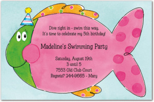 Fish Birthday Party on Pink Fish Die Cut Birthday Party Invitations ...