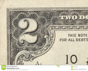 Two Dollar Bill Close White...