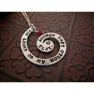 One Direction Necklace Hand Stamped Necklace You Light Up My World ...