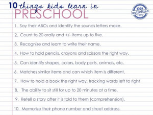 Preschool Activities Transition to Kindergarten