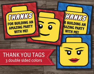 Lego Party Thank You Tags, Lego Bir thday Thank You Label, Lego Favor ...