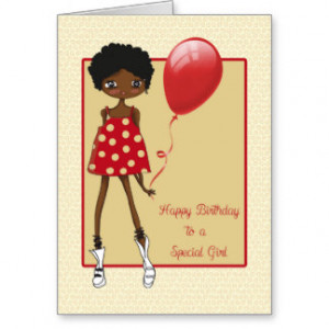 Modern African American Girl, Birthday Cards