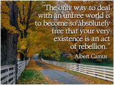 ... that your very existence is an act of rebellion.” - Albert Camus