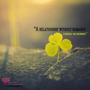 relationship without romance is friendly and discerning.