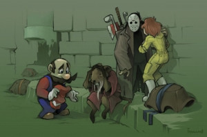 Mario Pays His Respects To Master Splinter, April, & Casey
