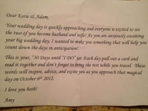 wedding countdown gift for the future bride and groom. It is a 30 Day ...