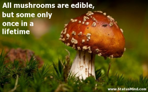 mushrooms are edible, but some only once in a lifetime - Funny Quotes ...