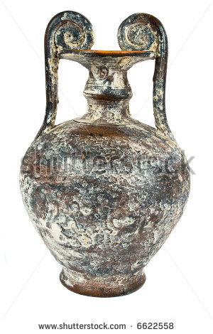 Ancient vase from Egypt. Isolated on white background - stock photo