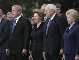 Bush makes corna gesture in 9/11 moment of silence