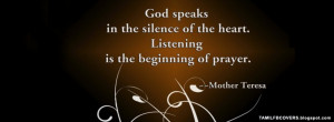 God Speaks in the silence - Mother Theresa Quotes FB Cover
