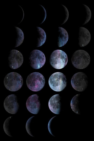 dark, moon, moon phases, night, sky, space, stars