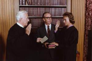 ... in as supreme court justice by chief justice warren burger her husband