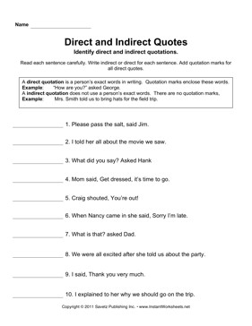 Direct Indirect Quotes