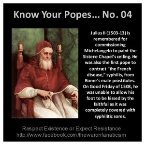 Pope Julius II - Syphilitic sores R US. Biddy Craft