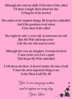 Happy Mother's Day. I love you. Step-dad, step-daughter poem. More