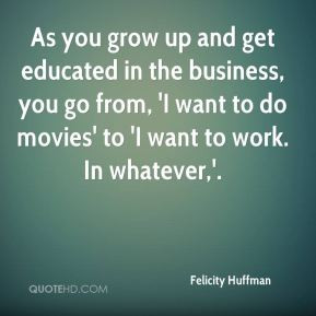 Felicity Huffman - As you grow up and get educated in the business ...