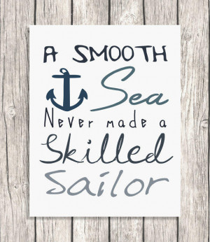 INSTANT DOWNLOAD A Smooth Sea Quote Typography - Nautical Motivational ...