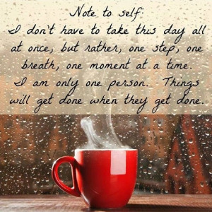 One step at a time. One breath at a time. One moment at a time. It's ...