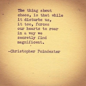 Chaos is secretly useful. Christopher Poindexter quote