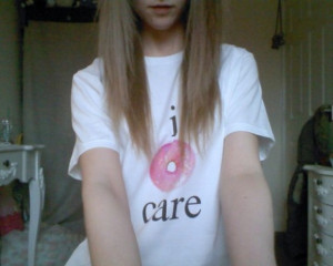 ... tumblr image pink white t-shirt cute funny quote on it i donut care