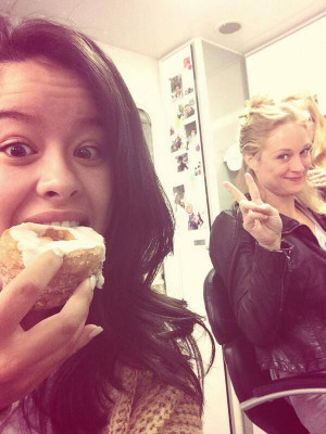 Cierra Ramirez and Teri Polo on the set of The Fosters! #Cronuttime