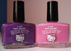 cute, hello kitty, nail polish, pink, purple