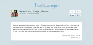 nyjah huston’s apology via his twitter