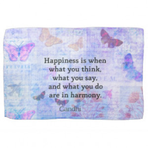 Inspirational Gandhi happiness quote Kitchen Towel