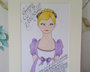 Jane Austen Emma Woodhouse Quote Or iginal Drawing Art Picture ...