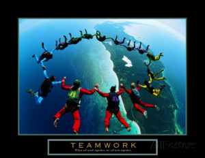 Teamwork: Skydivers II Art Print