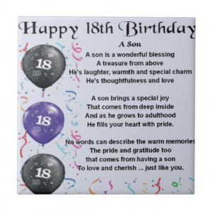 Happy 18th Birthday Son Quotes Happy 18th birthday son poem