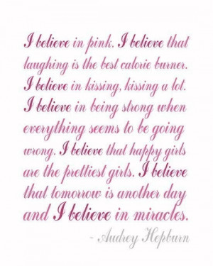 Audrey Hepburn's Famous I Believe in PinkQuote Blank by TulleDress, $ ...