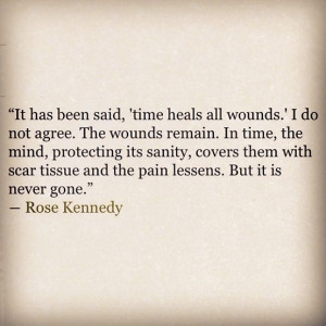 , time heals all wounds. I do not agree. The wounds remain. In time ...