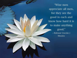 Wise men appreciate all men, for they see the good in each and know ...