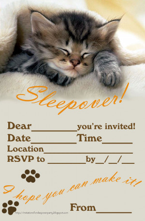 Invitations For Sleepover...
