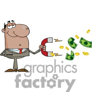 African-American-Businessman-Using-A-Magnet-To-Attracts-Money Clip Art