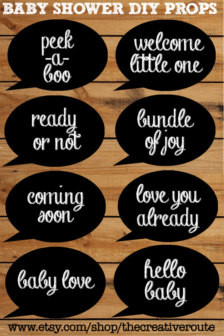 Photo Booth Props for Baby Shower - Printable 8 page PDF with large ...