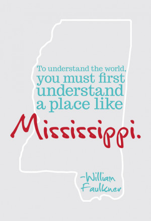 William Faulkner Mississippi Quote in Grey Canvas Print