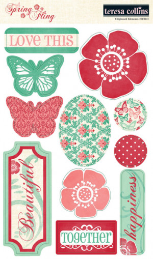 Teresa Collins - Spring Fling Collection - Die Cut Chipboard Stickers ...
