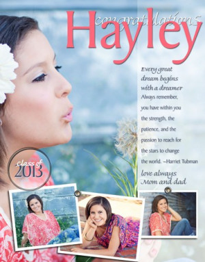 FULL PAGE Personalized Senior Yearbook Ad 9 X 12
