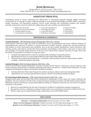 Elementary School Principal Resume