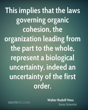This implies that the laws governing organic cohesion, the ...