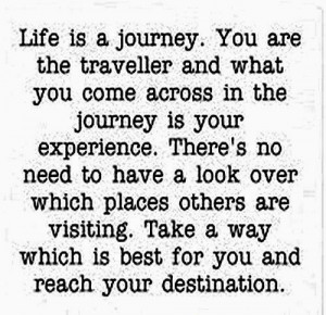 journey. You are the traveler and what you come across in your journey ...